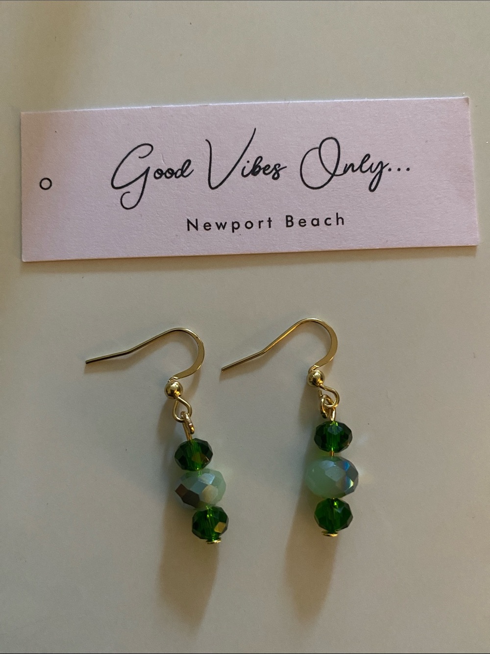 Good Vibes Only Newport Beach Green Faceted Bead Drop Earrings